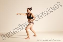 Underwear Martial art Woman White Moving poses Average long colored Dynamic poses Academic